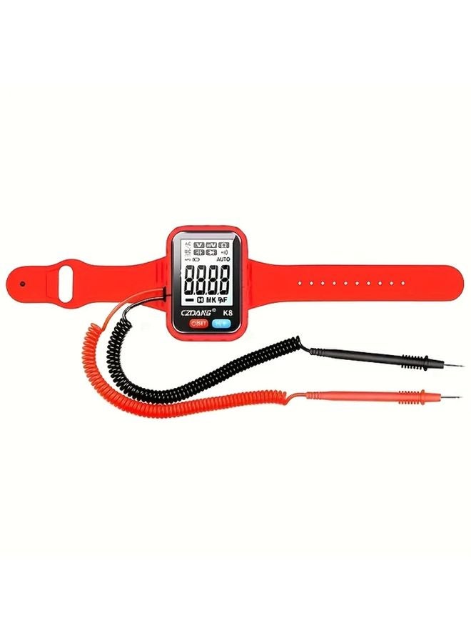 K8 Red Digital Multimeter Wrist Strap 4 3 Inch HD Display USB Rechargeable Electrical Tester - Image 1
