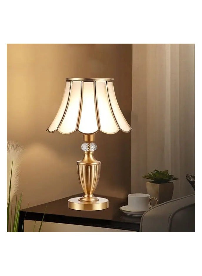 FAMI LIGHTS American style all copper desk lamp, bedroom bedside lamp, simple, modern, warm, living room decoration, creative desk lamp E27 Bulb (T001-1) - Image 2