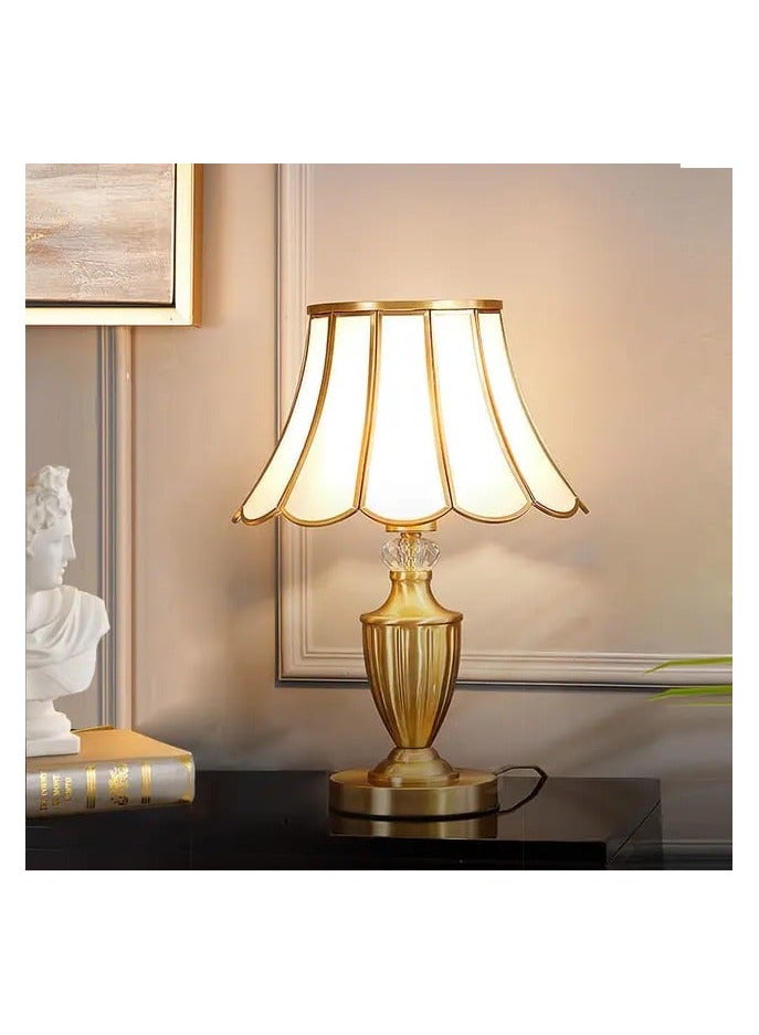 FAMI LIGHTS American style all copper desk lamp, bedroom bedside lamp, simple, modern, warm, living room decoration, creative desk lamp E27 Bulb (T001-1) - Image 3