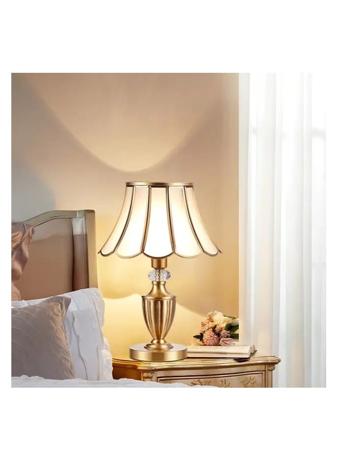 FAMI LIGHTS American style all copper desk lamp, bedroom bedside lamp, simple, modern, warm, living room decoration, creative desk lamp E27 Bulb (T001-1) - Image 4