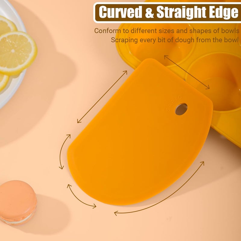 SAPID Silicone Dough Scraper with Stainless Steel Sheet, Curved Edge Flexible Bowl Scraper for Baking, Food Grade Silicone Bench Scraper for Sourdough Bread Proofing Basket, Set of 2, Gray & Orange, - Image 4