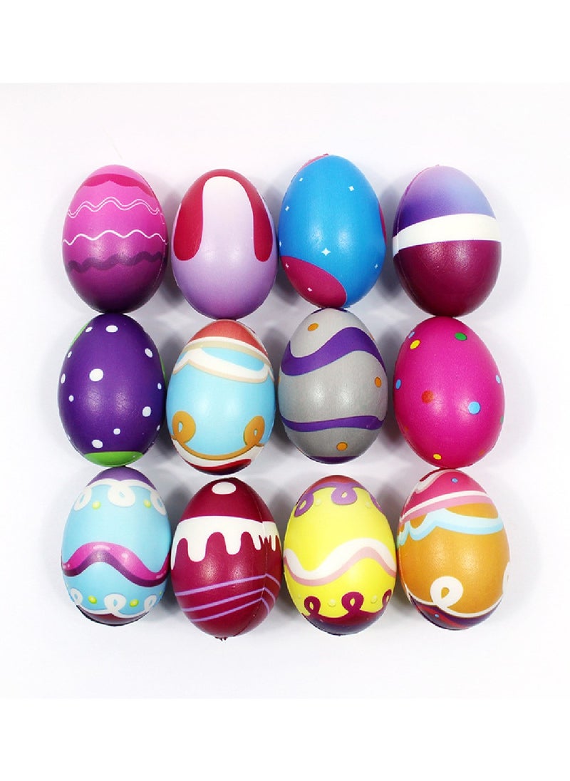 Genérico Color Printed Egg Foam Ball Children's Stress Relief Toys 12 Pieces  - Image 1