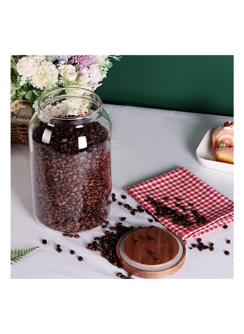 TAPIT 3PCS Large Glass Jar Set with Airtight Lids, Glass Canister Set with Wooden Lids, Glass Food Containers Suit for Kitchen Pantry for Flour, Tea, Coffee Beans, Sugar, Cookies (1250ML +2000ML+3000ML) - Image 4