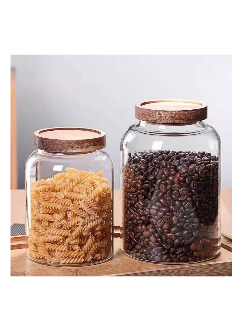 TAPIT 3PCS Large Glass Jar Set with Airtight Lids, Glass Canister Set with Wooden Lids, Glass Food Containers Suit for Kitchen Pantry for Flour, Tea, Coffee Beans, Sugar, Cookies (1250ML +2000ML+3000ML) - Image 5