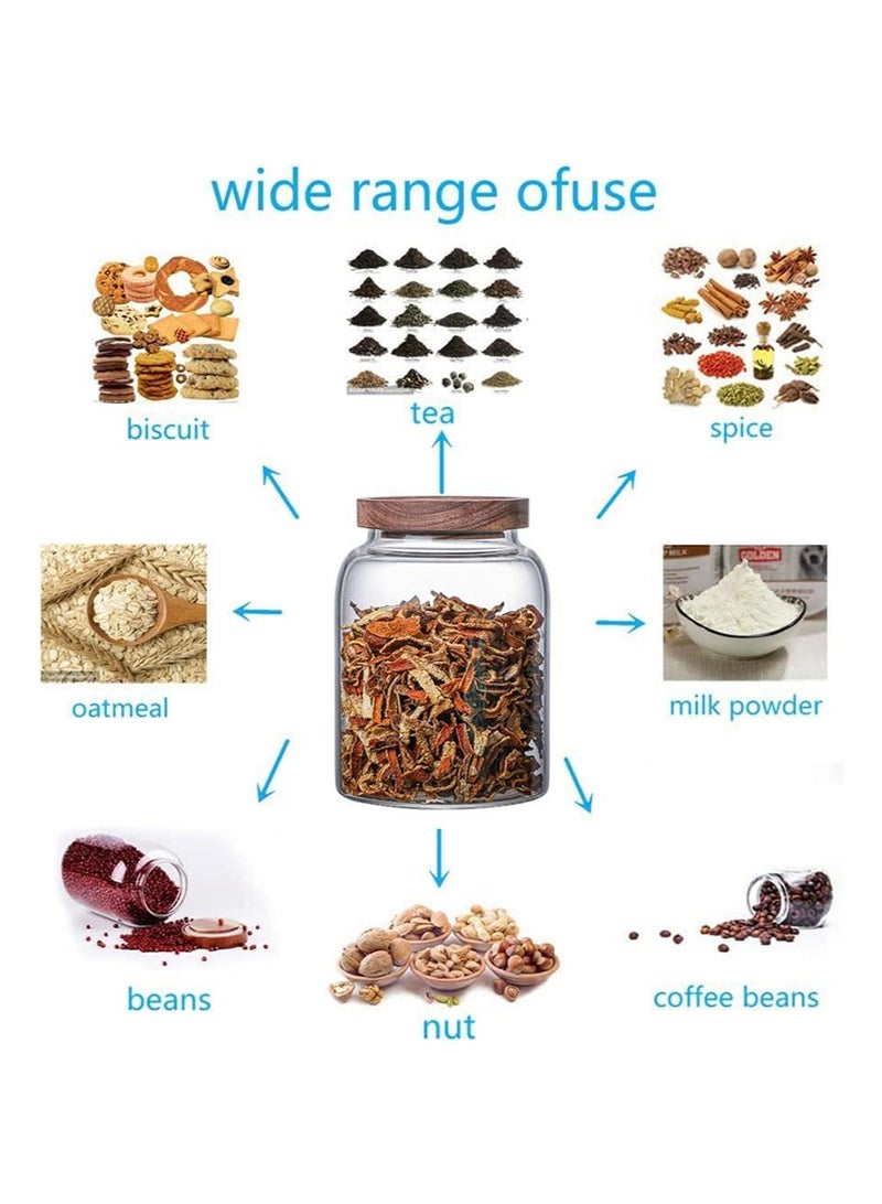 TAPIT 3PCS Large Glass Jar Set with Airtight Lids, Glass Canister Set with Wooden Lids, Glass Food Containers Suit for Kitchen Pantry for Flour, Tea, Coffee Beans, Sugar, Cookies (1250ML +2000ML+3000ML) - Image 3