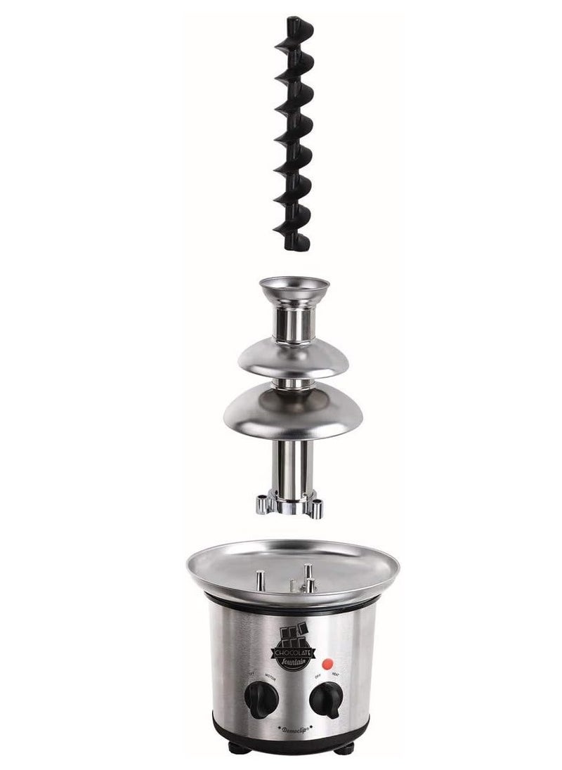 DOM377 3-Tier Chocolate Fountain - Stainless Steel Sweet Fondue Machine, 1 kg Capacity, 320W | Perfect for Parties, Desserts & Events