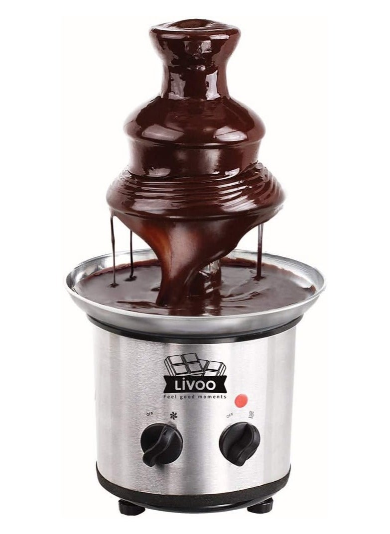 DOM377 3-Tier Chocolate Fountain - Stainless Steel Sweet Fondue Machine, 1 kg Capacity, 320W | Perfect for Parties, Desserts & Events