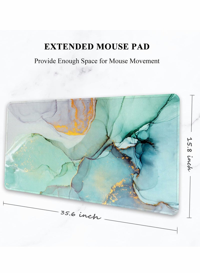 Marble Large Gaming Mouse Pad - Extra Big Desk Mat for Laptop & Computer with Non-Slip Base and Stitched Edges for Enhanced Durability and Comfort. - Image 3