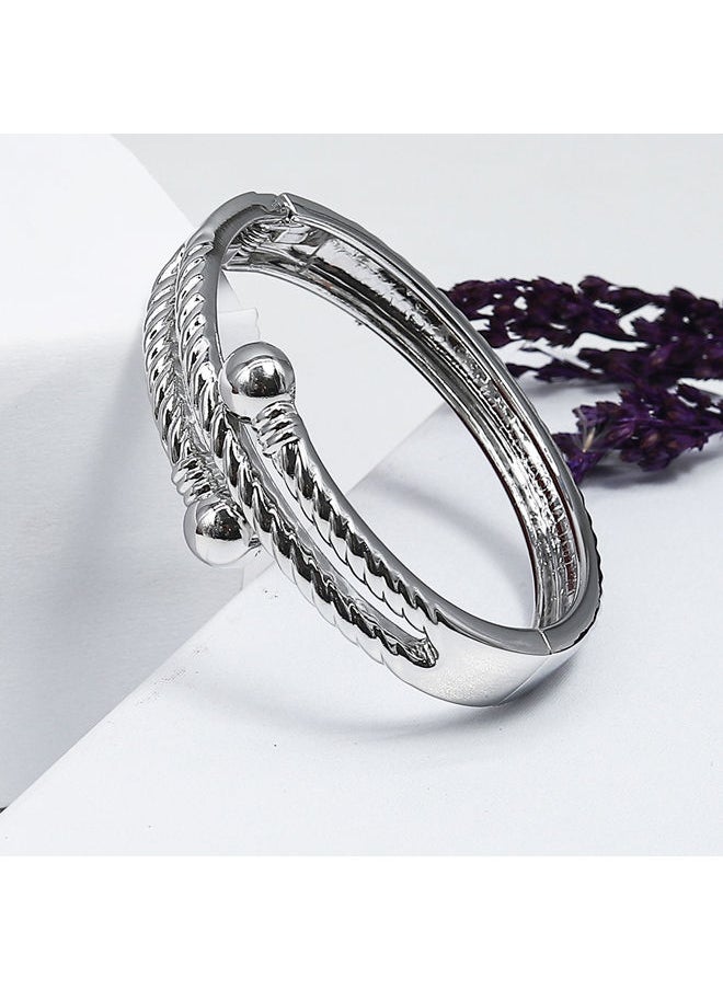 FLUFFY - Bold Three Lines Bracelet Of Fluffy Women's Accessories-Silver - Image 1