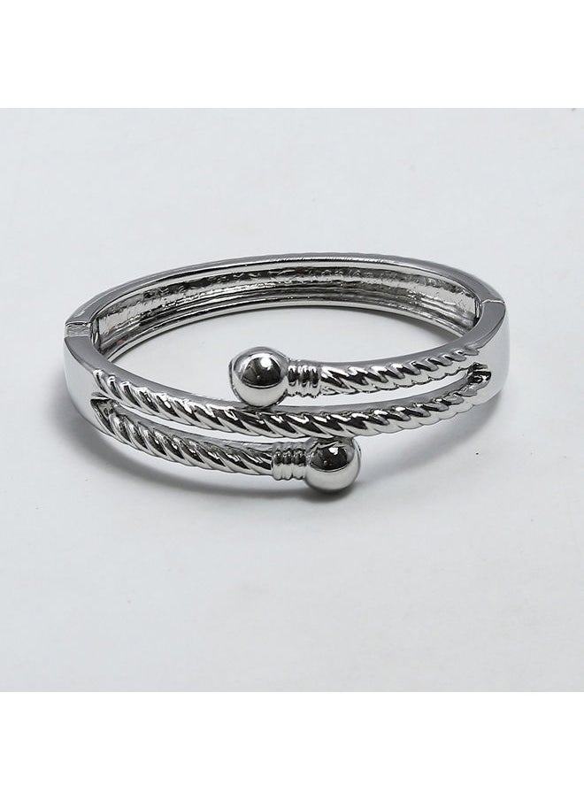 FLUFFY - Bold Three Lines Bracelet Of Fluffy Women's Accessories-Silver - Image 1