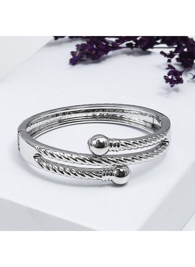 FLUFFY - Bold Three Lines Bracelet Of Fluffy Women's Accessories-Silver - Image 1