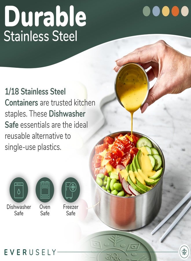 Everusely - Stainless Steel Containers with Lids - Set of 5, Muted Collection - Leakproof Stainless Steel Food Containers - Nesting Snack Holders - Metal Lunch Box - Portable & Reusable Meal Kit - Image 4