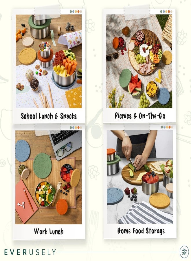 Everusely - Stainless Steel Containers with Lids - Set of 5, Muted Collection - Leakproof Stainless Steel Food Containers - Nesting Snack Holders - Metal Lunch Box - Portable & Reusable Meal Kit - Image 5