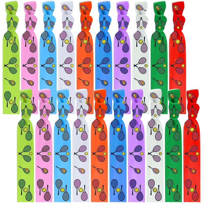 MTLEE Tennis Party Favors 20 Pieces Ribbon Hair Accessories No Crease Knotted Colorful Elastics for Women Girls Players  Sport Party Gifts