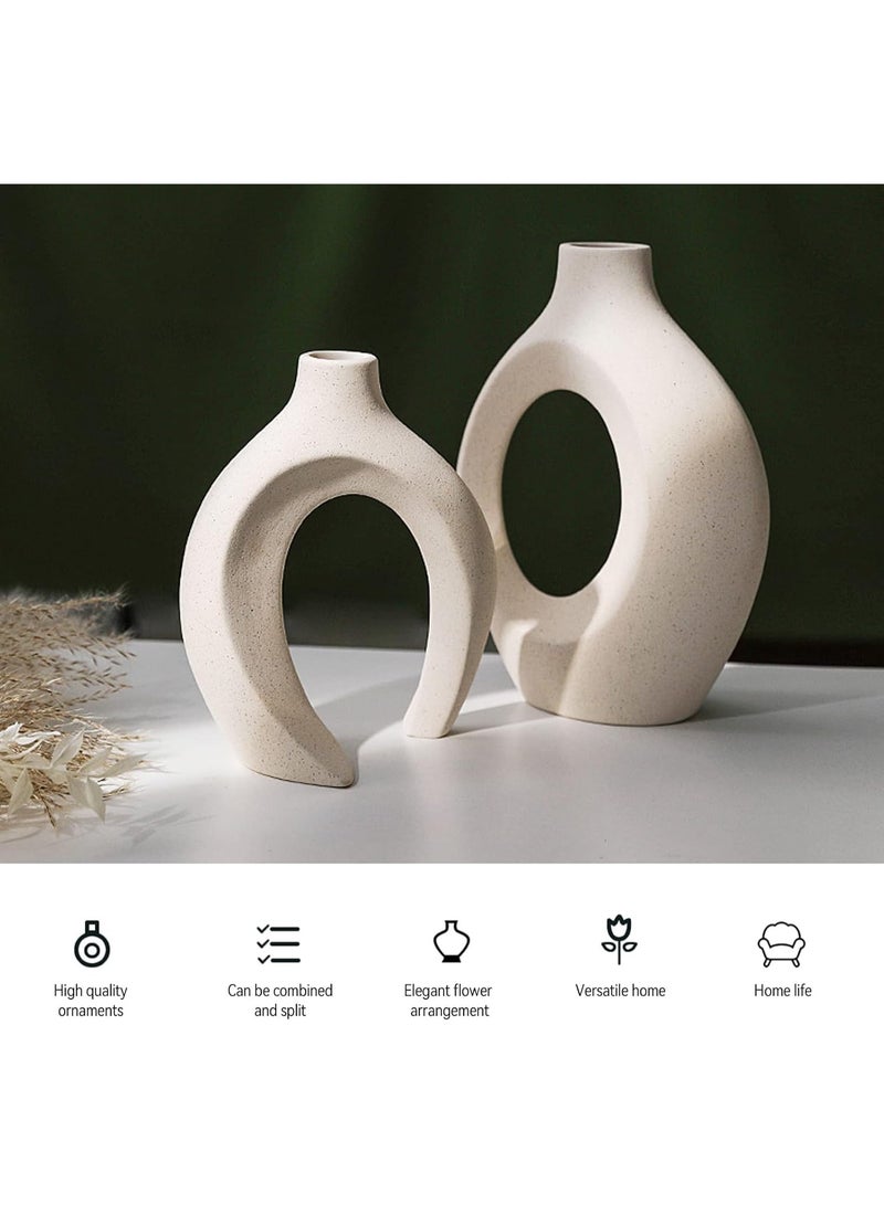 Nexa Double hollow white ceramic vase, Home Decor  - Image 3