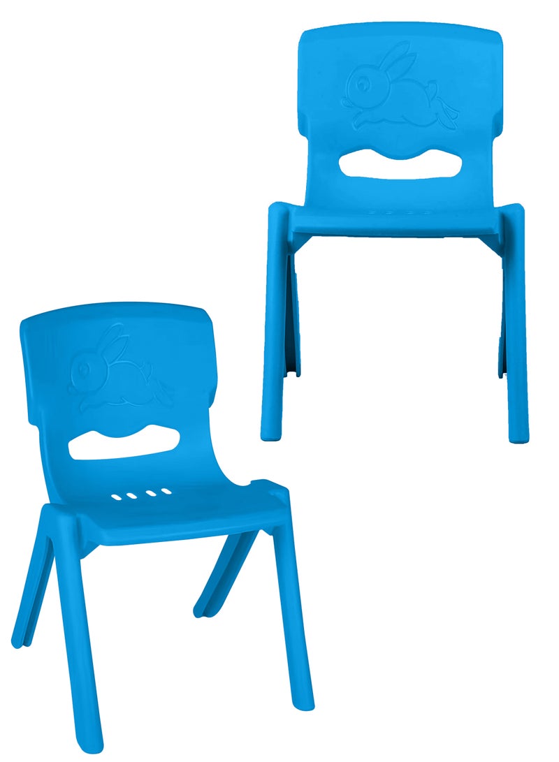 دي بلو مجموعة من كرسيين للأطفال من البلاستيك الصلب القابل للتكديس، مقاعد ملونة وقوية مناسبة للأطفال والرضع للاستخدام في المنزل، الفصول الدراسية، الأنشطة المدرسية، رياض الأطفال، دور الحضانة، منطقة اللعب، والاستخدام الخارجي. أثاث قوي ودائم وخفيف الوزن، مع تصميم سهل التنظيف. الأبعاد: 32 سم × 50 سم × 36 سم - Image 4
