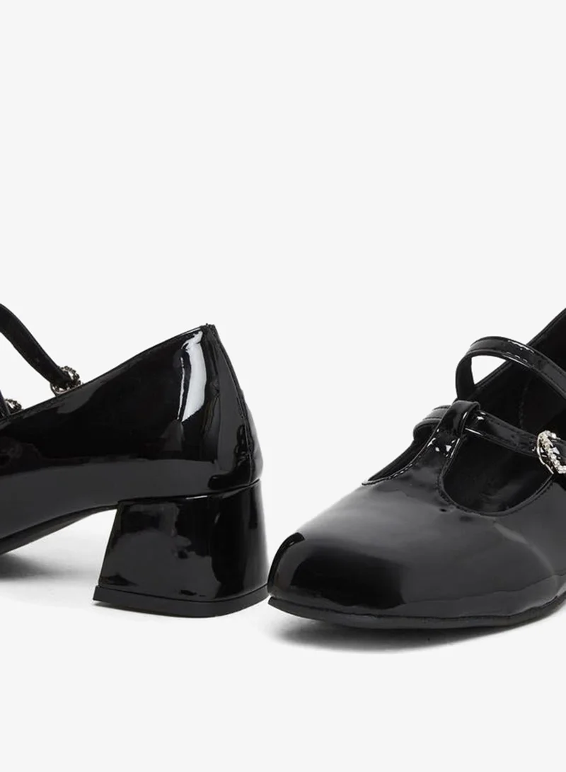 Take Two Black Black Mary Jane Flats Shoes with Heart Buckles for Women | Best Price UAE
