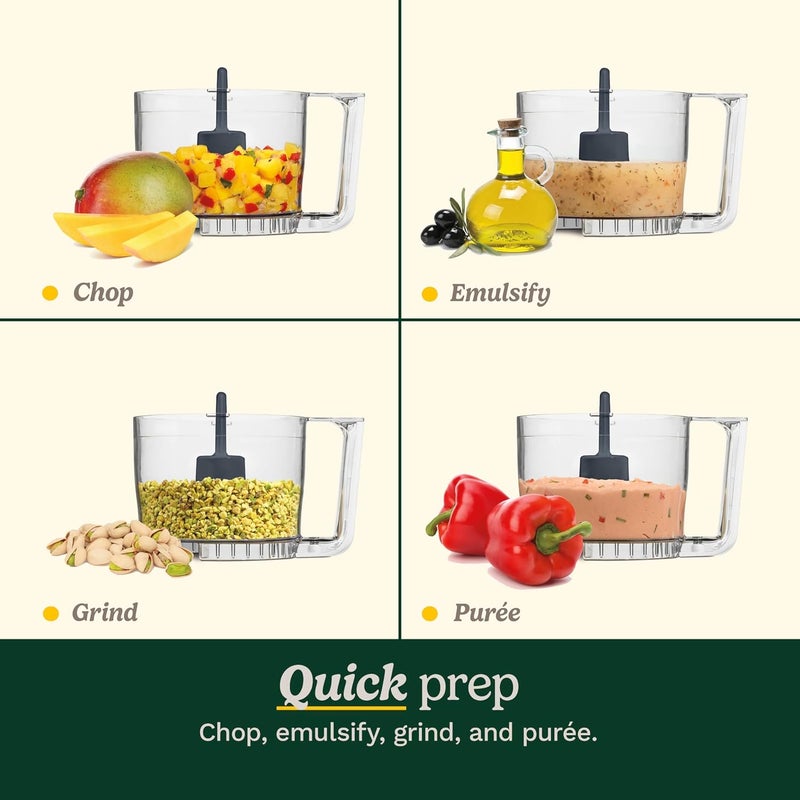 Cuisinart معالج الطعام ميني-بريب بلس، معالج طعام صغير سعة 24 أونصة لتقطيع الأعشاب والخضروات والجبن الصلب، وعاء عمل سعة 24 أونصة، شفرة ستانلس ستيل قابلة للعكس، DLC-2ABC، كروم مصقول - Image 4