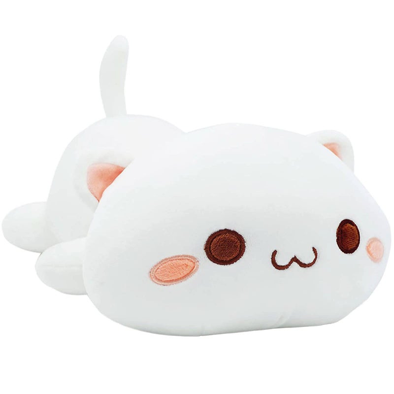 Onsoyours Cute Kitten Plush Toy Stuffed Animal Pet Kitty Soft Anime Cat Plush Pillow for Kids (White A  25.5"")