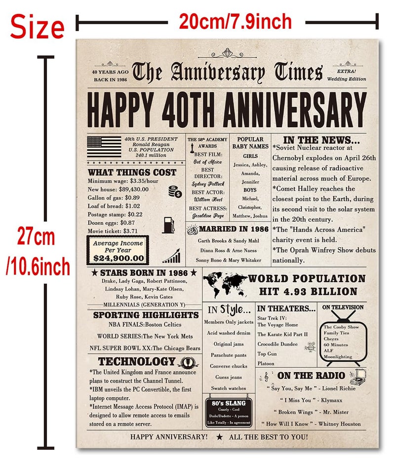 FANCYLUCKY Jumbo 40th Anniversary Cards Gifts for Women Men, Big 40 Year Anniversary Card Gift for Wife Husband, Ruby Wedding Card, Romantic 40th Wedding Anniversary Decorations for Parents - Image 2