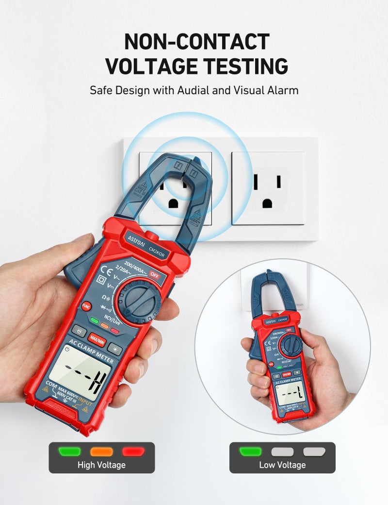 AstroAI Digital Clamp Meter Multimeter 2000 Counts Amp Voltage Tester Auto-ranging with AC/DC Voltage, AC Current, Resistance, Capacitance, Continuity, Live Wire Test, NCV, Blue - Image 3