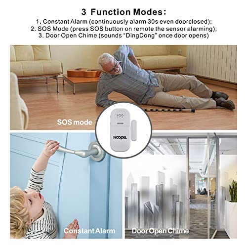 NOOPEL Door Alarms for Kids Safety, 2 Pack 130dB Window Sensor Pool Alarms When Opened for Home Security, 2-in-1 Alarm & Chime, 5-Level Volume Control, Door Chimes When Door Opens with Remote - Image 5