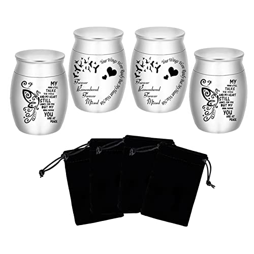 DAIFFUNE Aluminium Mini Urns - Set of 4, 1.57 Inch High, Keepsake Urns for Human/Pet Ashes - Image 1