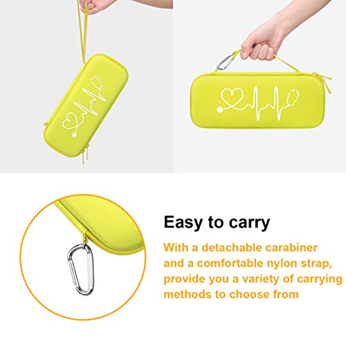 BOVKE Hard Stethoscope Case for 3M Littmann Classic III, Lightweight II S.E, Cardiology IV Diagnostic, MDF Acoustica Deluxe Stethoscopes - Extra Room for Medical Hammer and Penlights, Lemon Yellow - Image 5