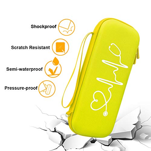 BOVKE Hard Stethoscope Case for 3M Littmann Classic III, Lightweight II S.E, Cardiology IV Diagnostic, MDF Acoustica Deluxe Stethoscopes - Extra Room for Medical Hammer and Penlights, Lemon Yellow - Image 2