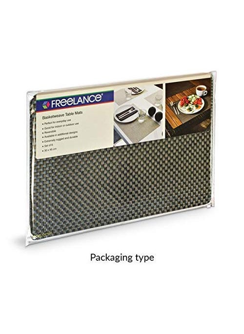 Freelance - Freelance PVC Basketweave Table Mats, Kitchen and Dining Placemats, Set of 6 pcs, (30 x 45 cm) - Image 1