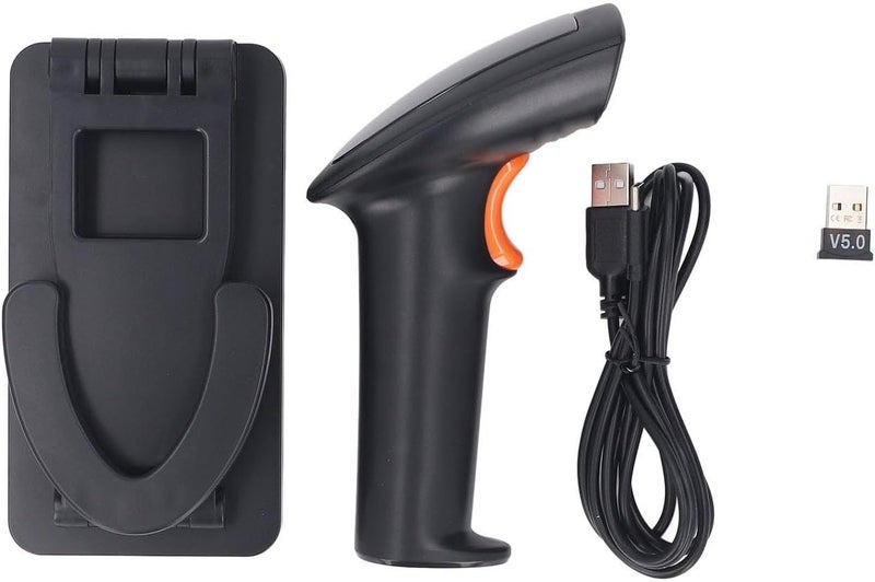 قارئ الباركود اللاسلكي 4G عبر البلوتوث والباركود السلكي عبر USB - ماسح الباركود أحادي وثنائي الأبعاد بمعالج 32 بت وحامل قابل للطي - 300 مسح في الثانية لمخزون المستودعات وعمليات البيع بالتجزئة - Image 1
