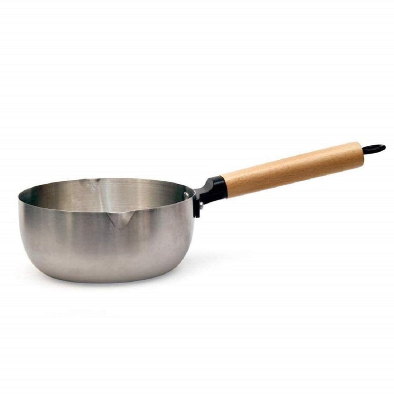 REPLEX Large Stainless Steel Vagharia Tadka Pan Fry Pan Kadai saag, daal, Curry Dal Cookware Tadka Pan with Wooden Handle 2000ml - Image 1