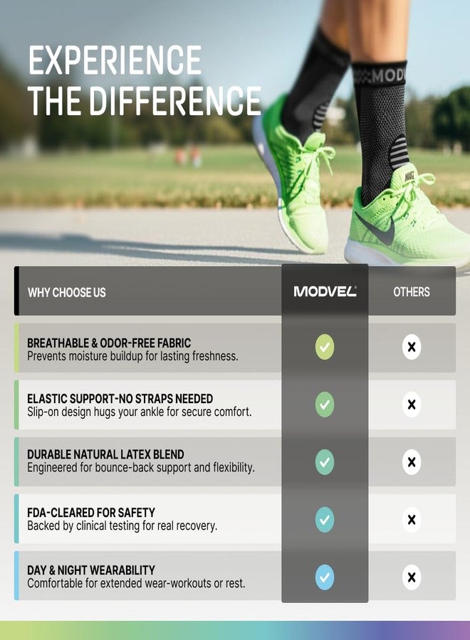 Modvel Foot & Ankle Brace Socks for Sprained Ankle Compression Sleeve - Foot Support for Women & Men - Tendonitis & Arthritis Ankle Brace Sports Running, Torn Ligaments & Women Stabilizing Ankle Wrap - Image 3