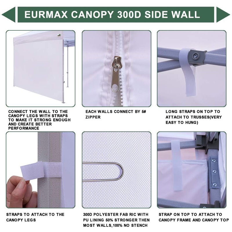Eurmax USA Instant Canopy SunWall Tent Tarp Shelter 8x8, 1 Pack Sidewall (Blue) - Image 3
