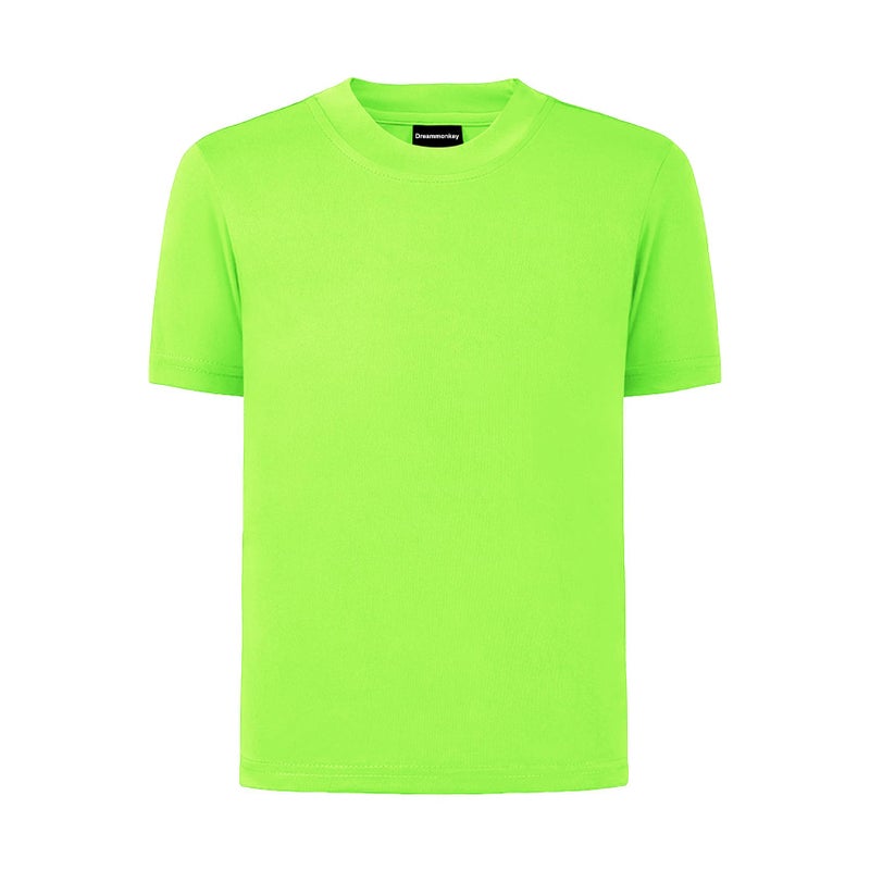 Dreammonkey 4T to Youth Neon Shirt Kids Rash Guard UPF 50+ Dry Fit Athletic Short Sleeve T Shirts for Boys and Girls (Neon Green L) - Image 1