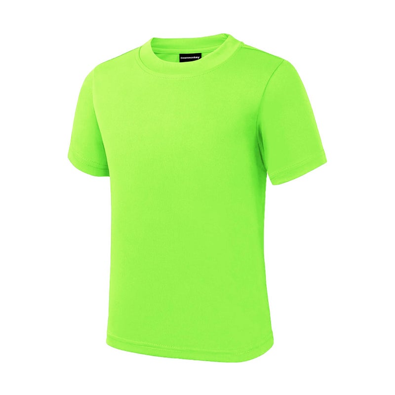 Dreammonkey 4T to Youth Neon Shirt Kids Rash Guard UPF 50+ Dry Fit Athletic Short Sleeve T Shirts for Boys and Girls (Neon Green L) - Image 3