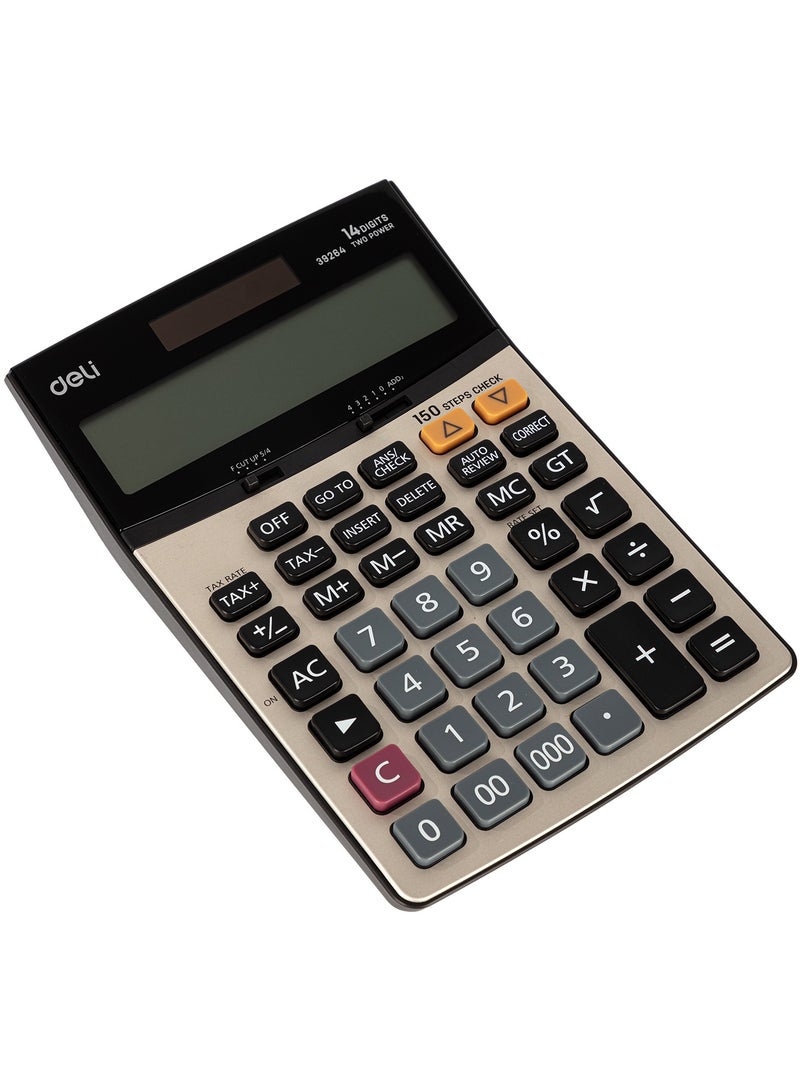 ديلي آلة حاسبة ذات سطح معدني مكونة من 14 رقمًا تعمل بالبطارية والطاقة شمسية - Image 2