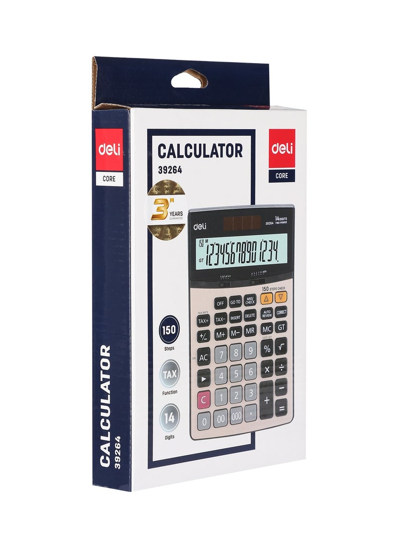 ديلي آلة حاسبة ذات سطح معدني مكونة من 14 رقمًا تعمل بالبطارية والطاقة شمسية - Image 4