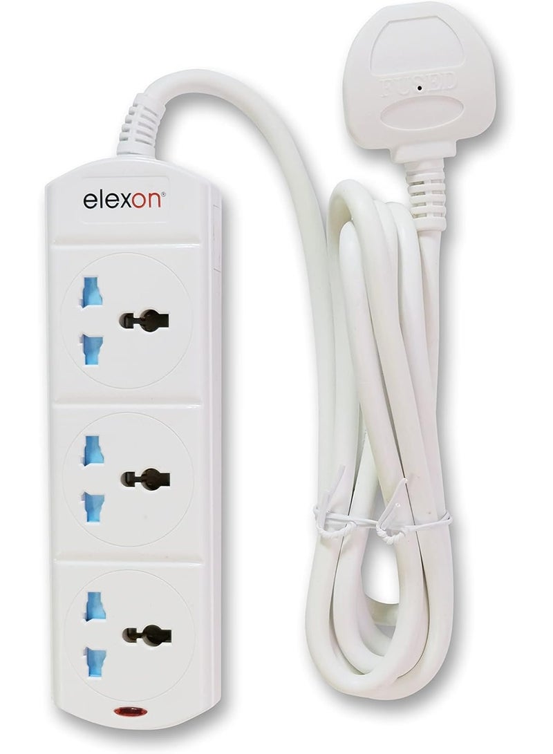 elexon 3Way Power Extension Socket 2M Universal Socket With Surge Protector 13A - Image 1