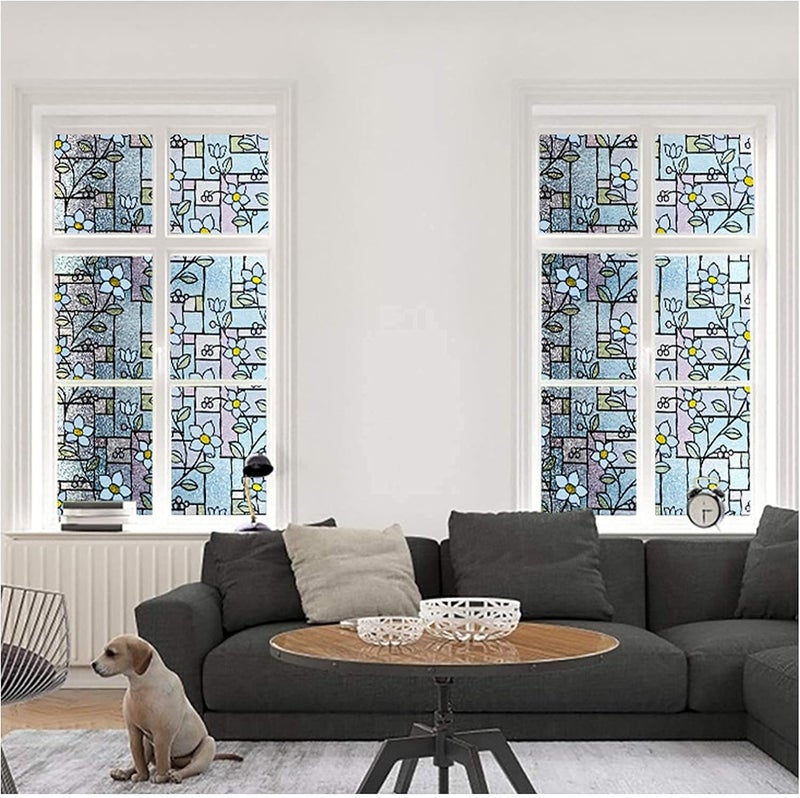 LAVOUP Window Film Privacy Static Cling Stained Glass Film 3D Decorative Colorful Removable Glass Window Sticker Heat Insulation Vinyl Window Foil for Home 17.5 X 78.7 Inch - Image 4