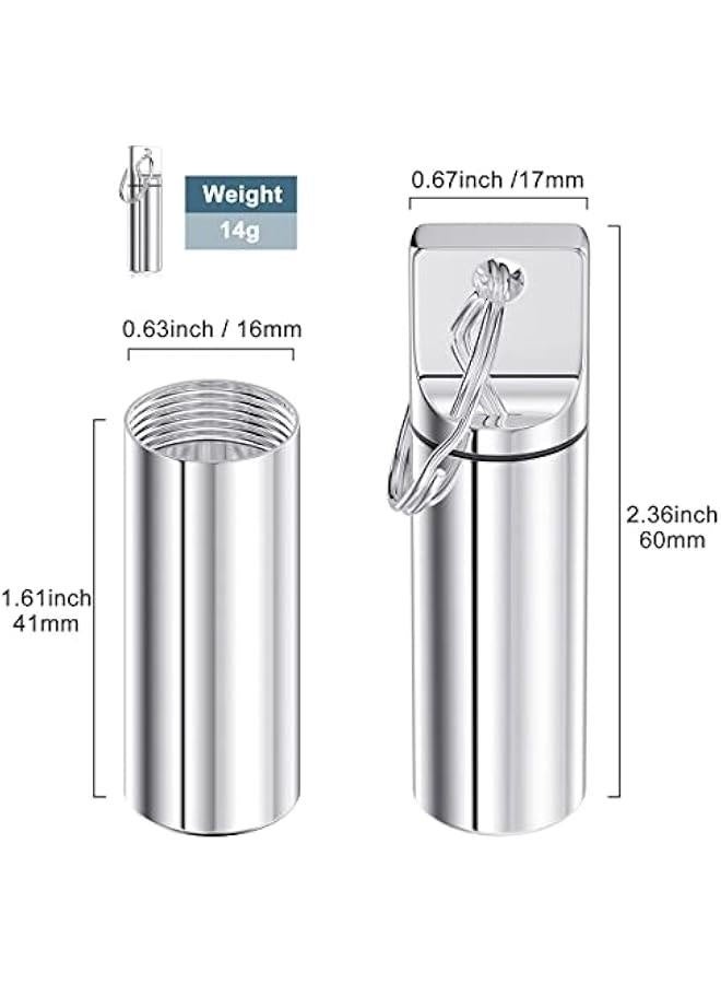 Pill Holder Keychain, Pill Box for Purse, Portable Pill Organizer Container, Small Pocket Travel Pill Case with Keychain, Waterproof Metal Pill Medicine Bottle for Outdoor Travel (2 Pack) - Image 2