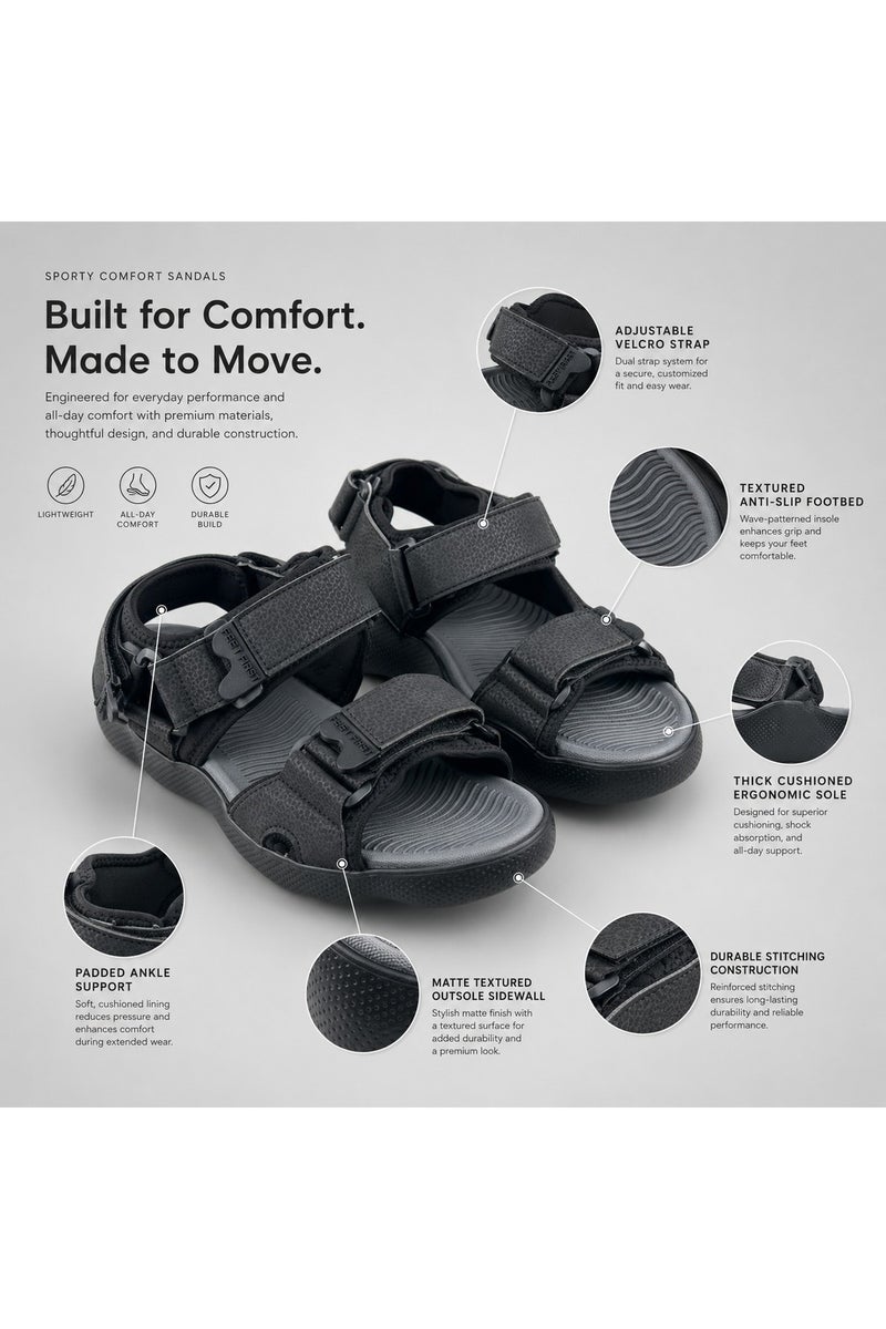 Feet First Men’s Sports Sandals with Adjustable Velcro Straps – Lightweight Comfort Outdoor Walking Sandals - Image 2