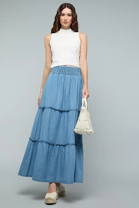 أر أند بي Ribbed Sleeveless Top with High Neck