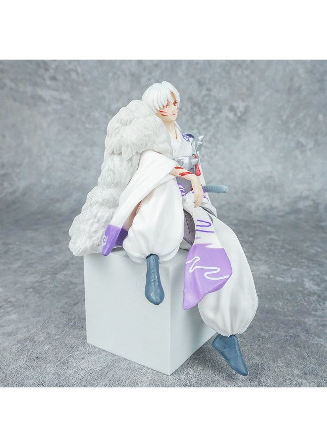 هالامودو Inuyasha جلس Sesshomaru في شكل كيمونو أبيض، ديكور المكتب وهدية عيد ميلاد أنيقة 13 سم - Image 1