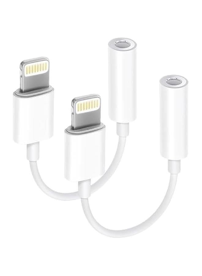 【Apple MFi Certified】 2 Pack Lightning to 3.5 mm Headphone Jack Adapter, iPhone Aux Adapter Converter Dongle Audio Cable Compatible with iPhone 14 13 12 11 X XS 8 7 - Image 1