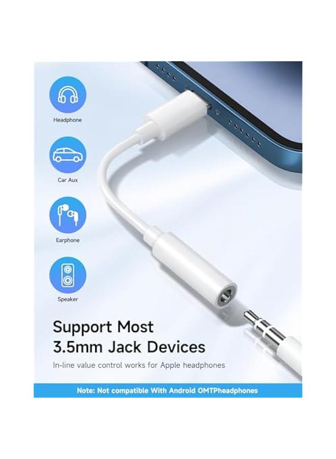 【Apple MFi Certified】 2 Pack Lightning to 3.5 mm Headphone Jack Adapter, iPhone Aux Adapter Converter Dongle Audio Cable Compatible with iPhone 14 13 12 11 X XS 8 7 - Image 2