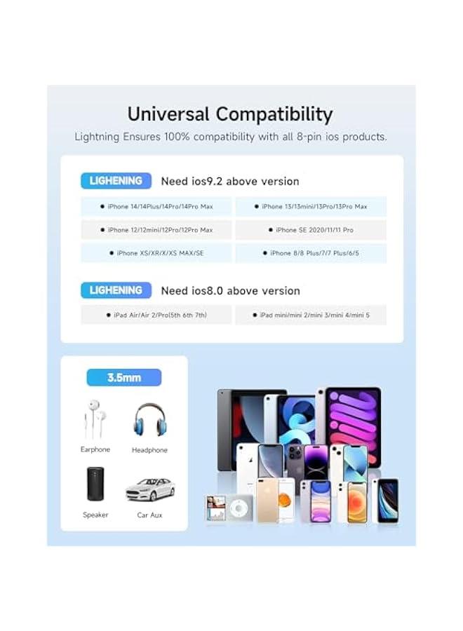 【Apple MFi Certified】 2 Pack Lightning to 3.5 mm Headphone Jack Adapter, iPhone Aux Adapter Converter Dongle Audio Cable Compatible with iPhone 14 13 12 11 X XS 8 7 - Image 4