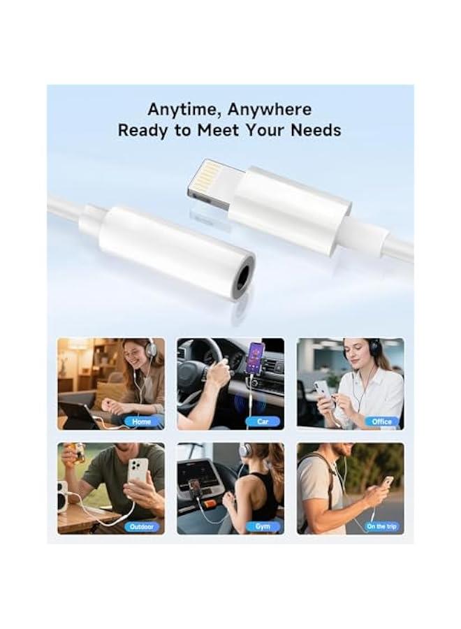 【Apple MFi Certified】 2 Pack Lightning to 3.5 mm Headphone Jack Adapter, iPhone Aux Adapter Converter Dongle Audio Cable Compatible with iPhone 14 13 12 11 X XS 8 7 - Image 5