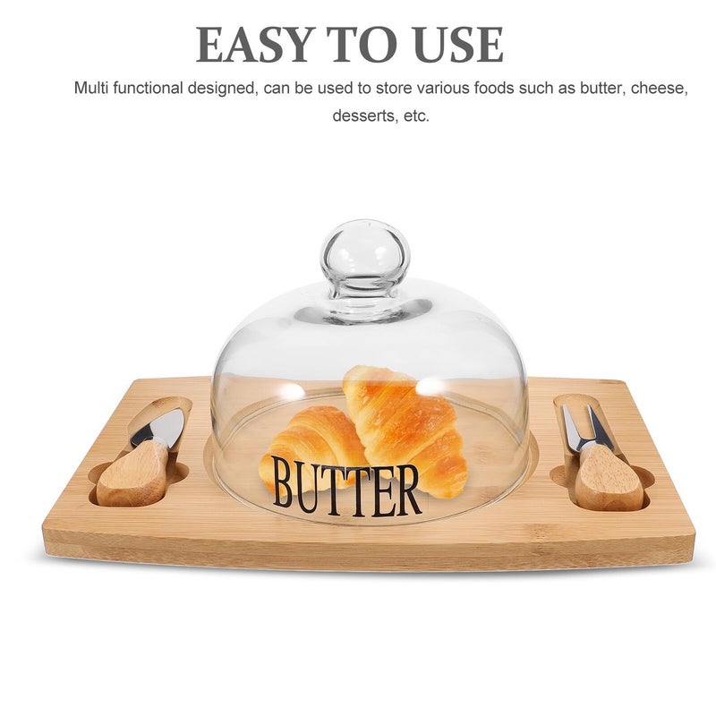 Natural Wood Butter Dish with Lid and Spatula for Fridge Storage - Image 4