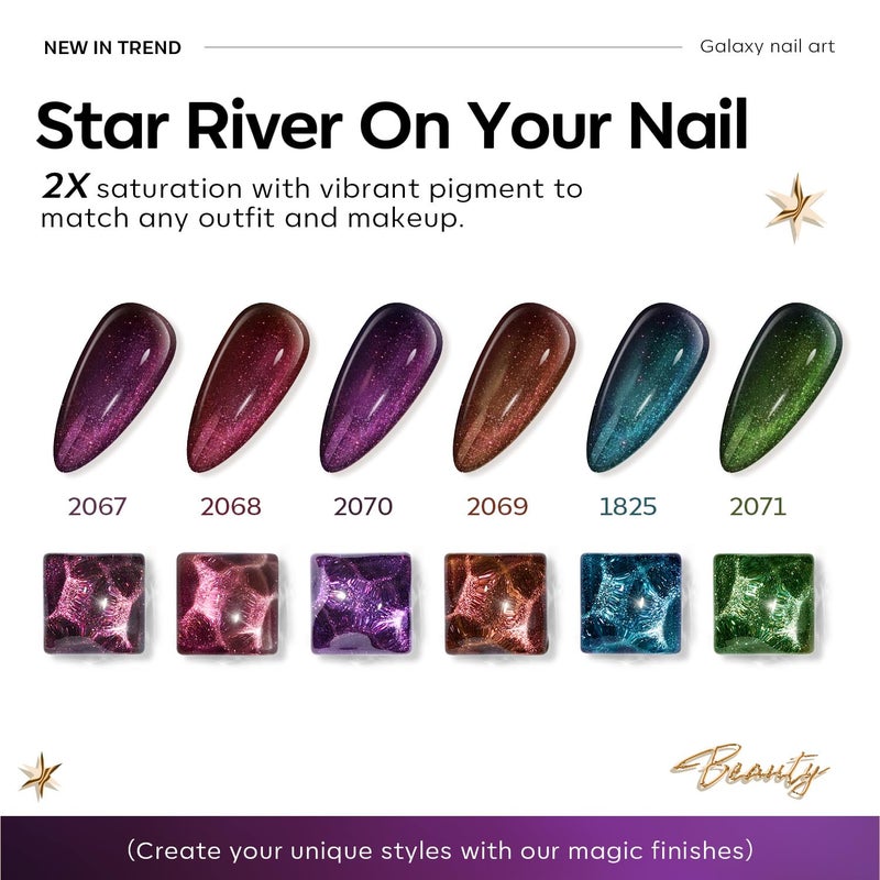 modelones Chameleon Gel Nail Polish Set - 6 Colors Fall Winter Aurora Gel Polish Kit Blue Green Purple Red Brown Glitter Gel Polish Soak Off LED Nail Lamp Gel Nail Kit Home Gift DIY Salon for Women - Image 5